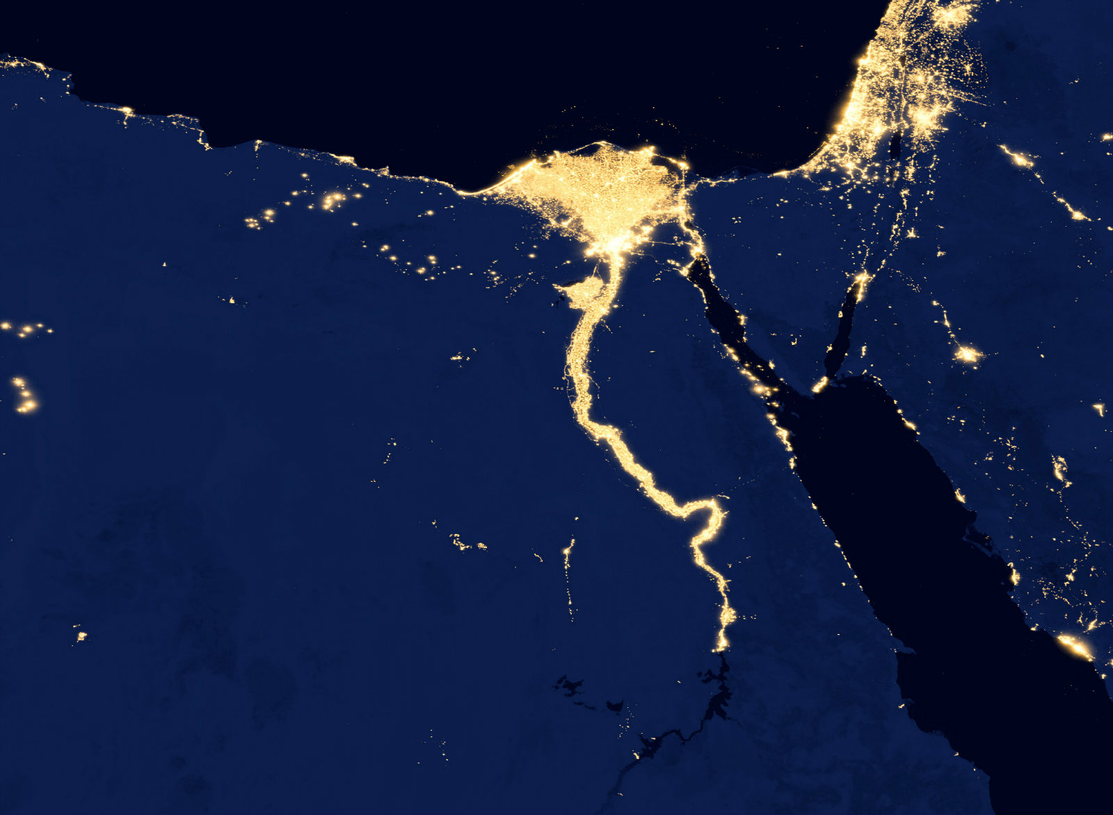 Израиль из космоса ночью
